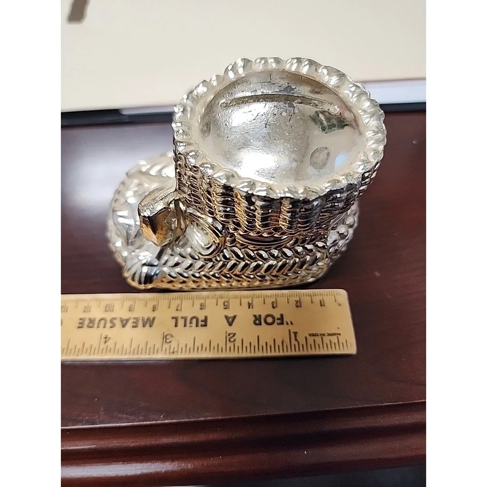 Vintage Leonard Silver Plate Piggy Bank Baby‎ Shoe Bootie Coin Bank